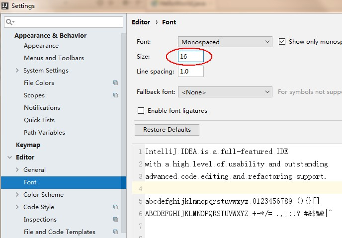 IDEA字体设置
